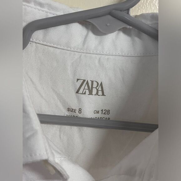 NWT Zara Boys White Oxford Cotton Shirt Long Sleeve Sz 8 - Picture 7 of 8